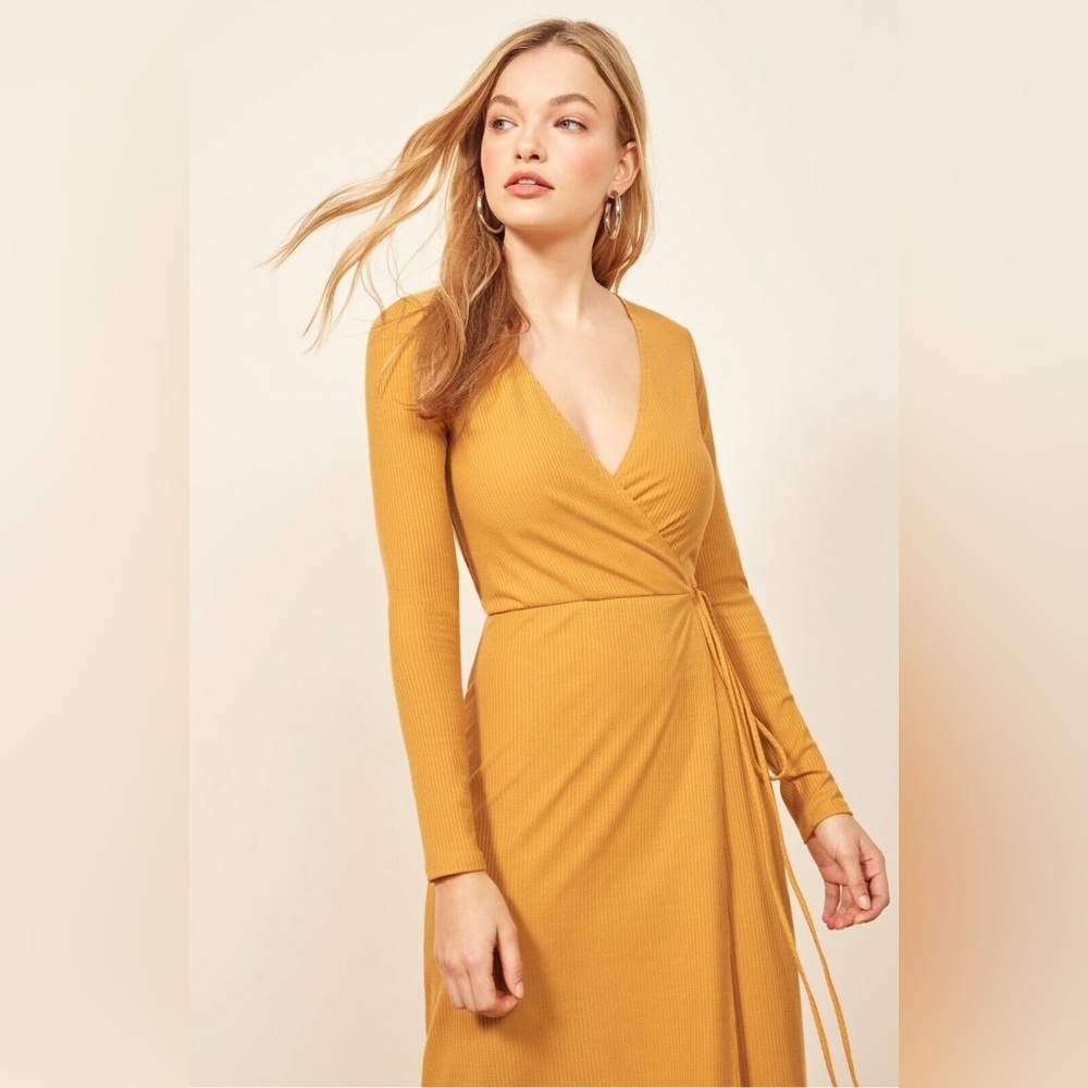 Reformation 'Celine' Yellow Wrap Dress NWOT XS